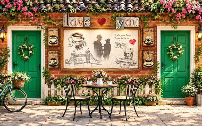 tranh quán cà phê trà sữa bar