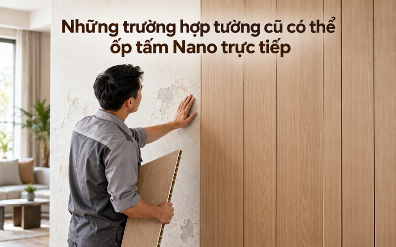 Những trường hợp tường cũ có thể ốp tấm Nano trực tiếp