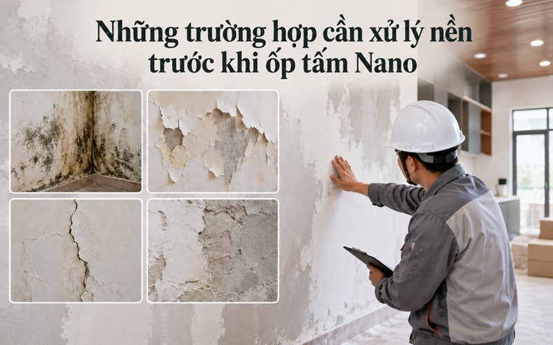 Những trường hợp cần xử lý nền trước khi ốp tấm Nano