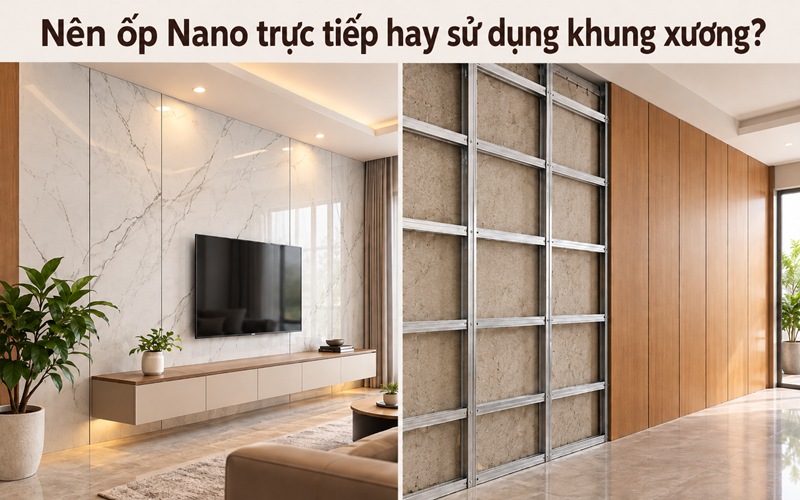 Nên ốp Nano trực tiếp hay sử dụng khung xương