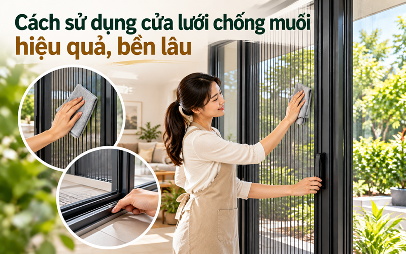 Cách sử dụng cửa lưới chống muỗi hiệu quả, bền lâu