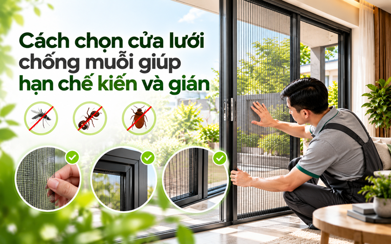 Cách chọn cửa lưới chống muỗi giúp hạn chế kiến và gián