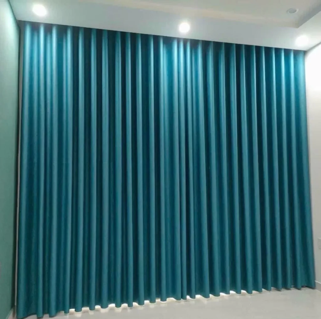 Rèm Vải 1 Lớp Màu Xanh