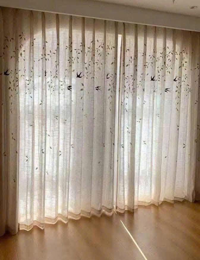 Rèm Vải Voan Hoa Hiện Đại