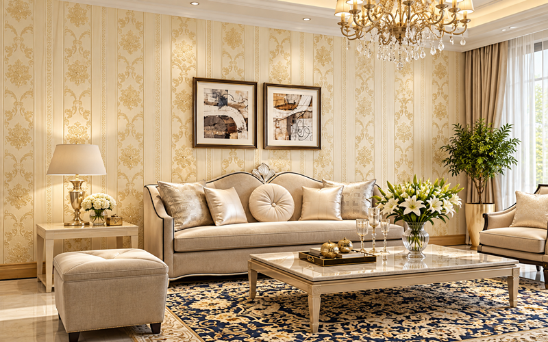 Giấy Dán Tường Họa Tiết Hoa Văn Sang Trọng, Tinh Tế