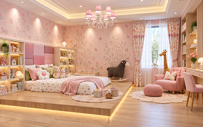 Giấy Dán Tường Dạ Quang Phòng Ngủ Bé Gái