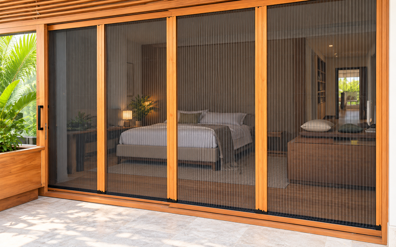 Cửa Lưới Chống Muỗi Không Ray 4 Cánh