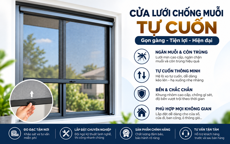 Cửa Lưới Chống Muỗi Tự Cuốn