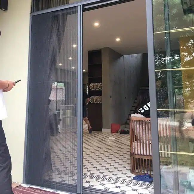 Cửa Lưới Chống Muỗi Dạng Xếp Màu Ghi